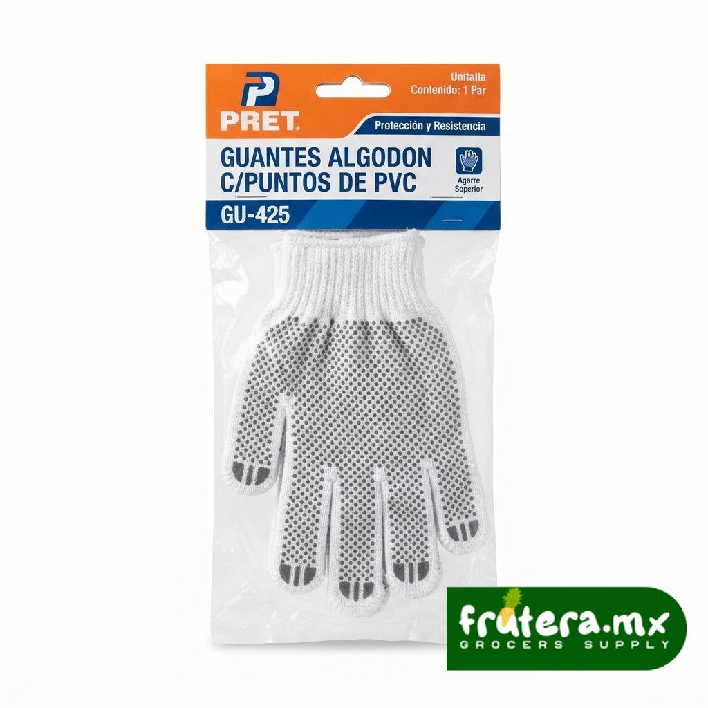 G6 GUANTES ALGODON C/PUNTOS DE PVC PRET GU-425